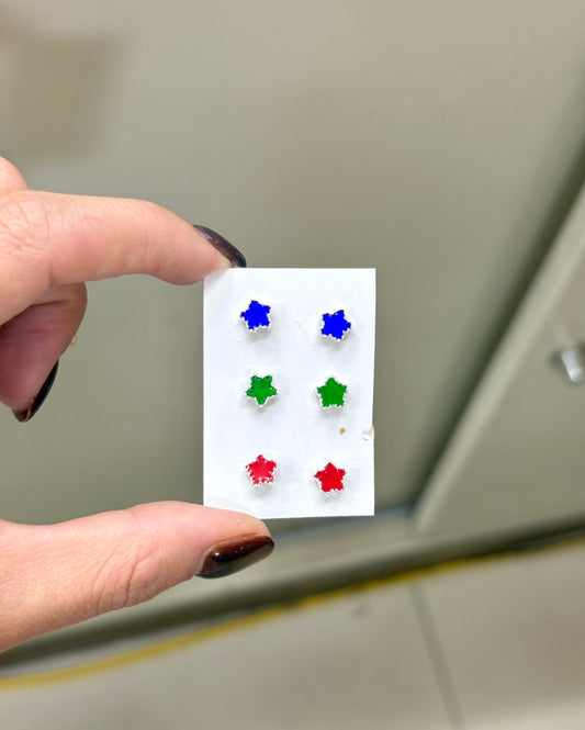 Arete tornillo estrella esmaltado - Plata