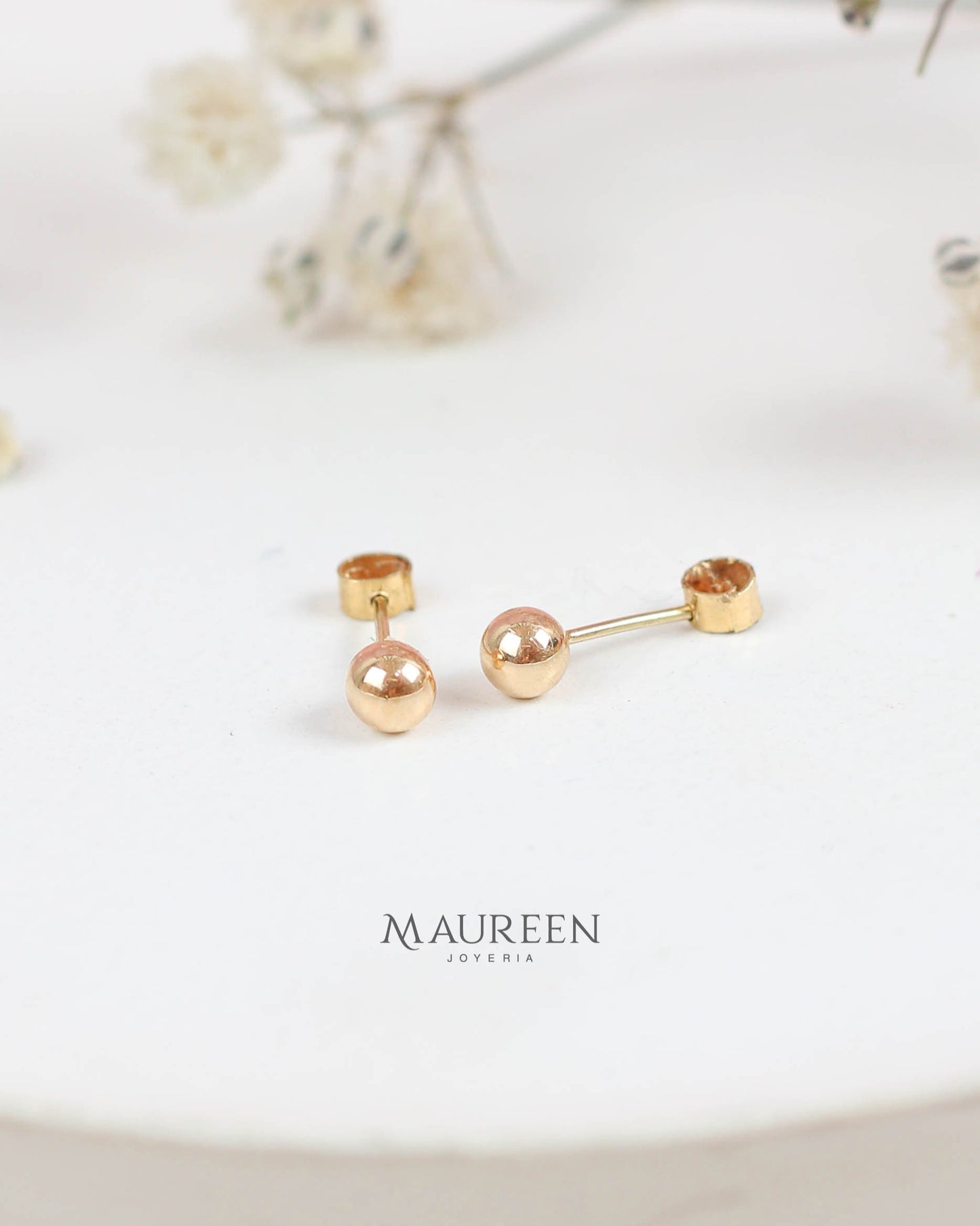 Aretes abridores tic de bolita - Oro