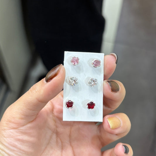 Arete tornillo flores - Plata