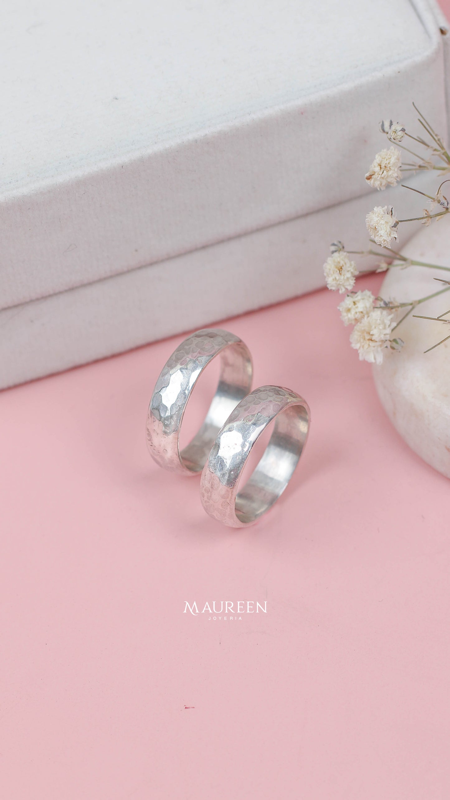 Aros de matrimonio martillado - Plata
