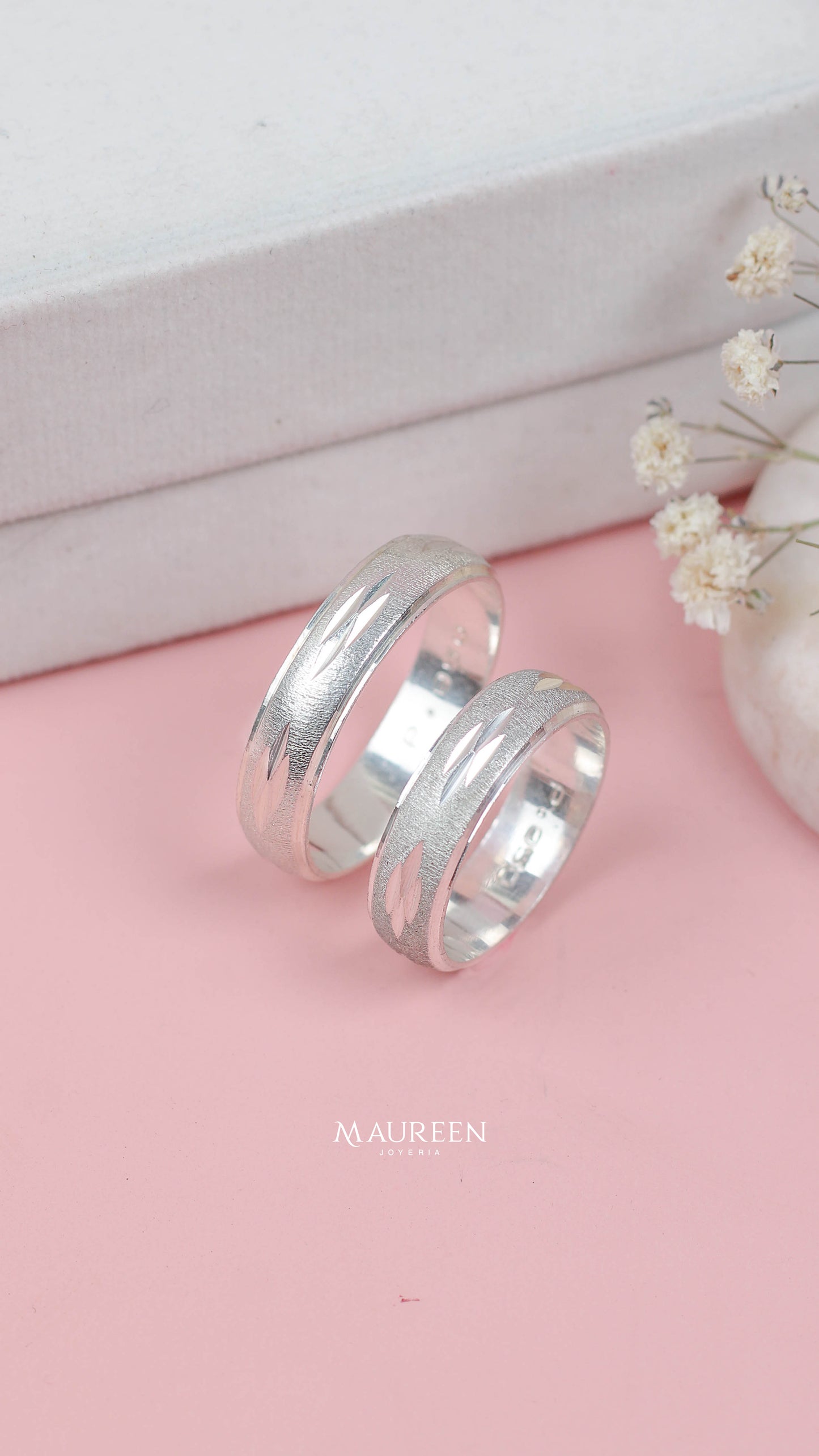 Aros de matrimonio diamantado hojas - Plata