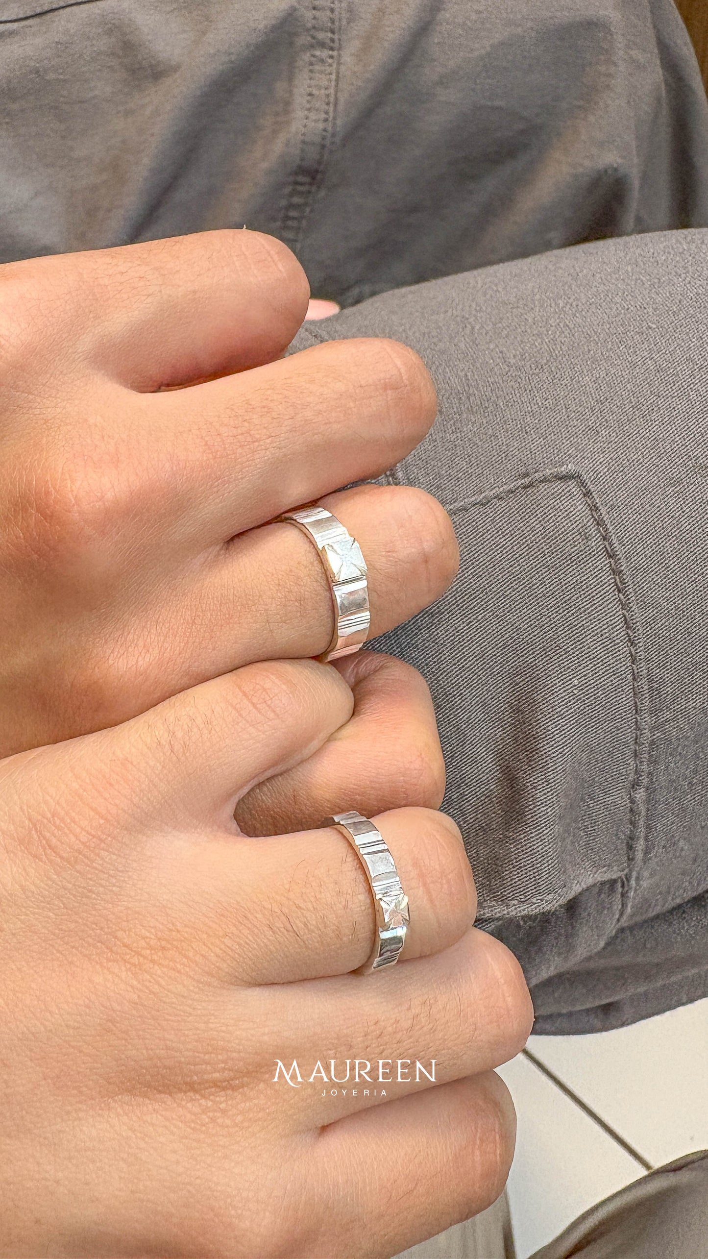 Anillos de promesa para pareja denario  Plata