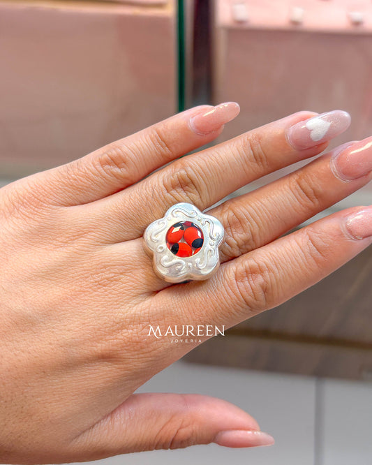 Anillos flores huayruro - Plata