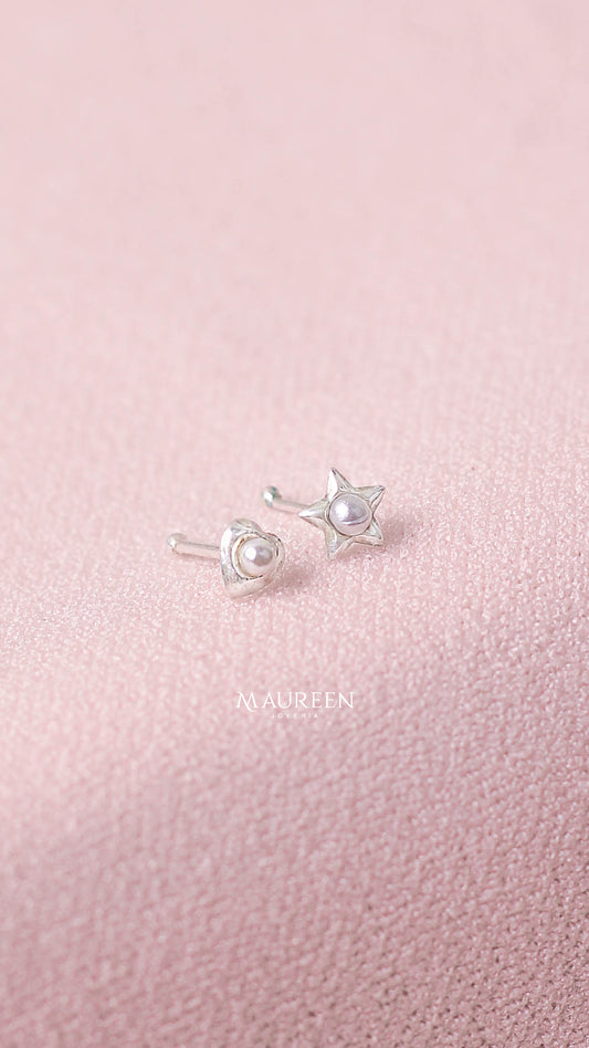 Arete piercing para nariz perla - Plata