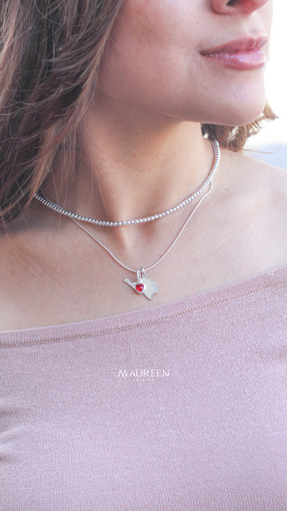 Dijes Corazon Rubi +Mapa Arequipa -  Plata