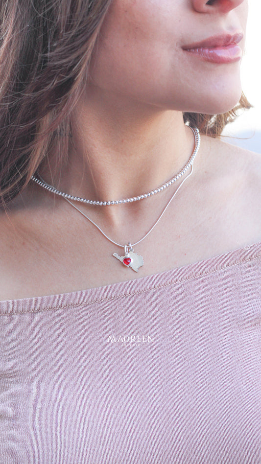 Dijes Corazon Rubi +Mapa Arequipa -  Plata