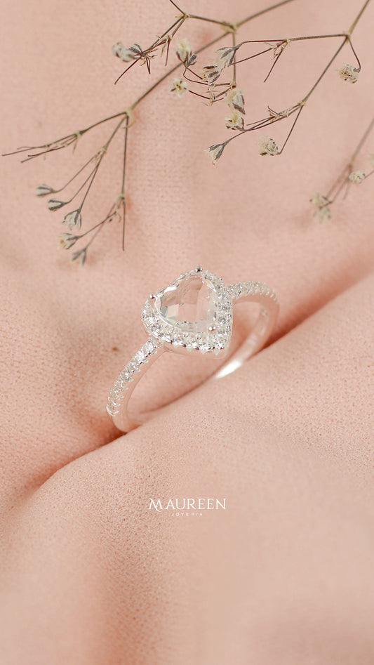 Anillo promesa circon corazon - Plata