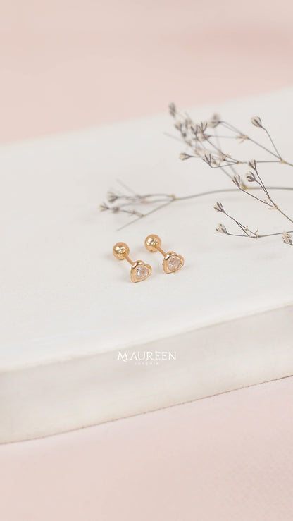 Arete abridor tornillo corazon - Oro