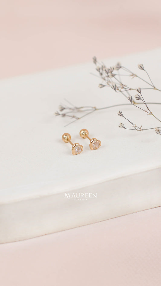 Arete abridor tornillo corazon - Oro
