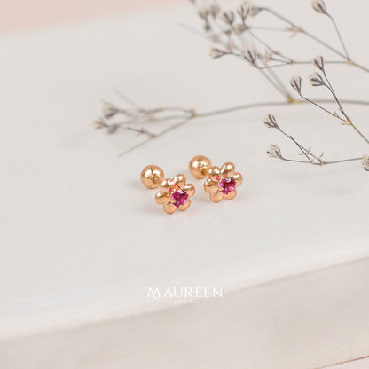 Arete abridor tornillo flor - Oro