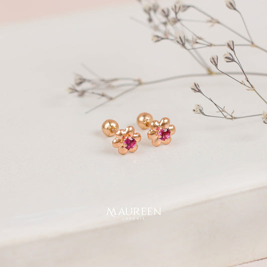 Arete abridor tornillo flor - Oro