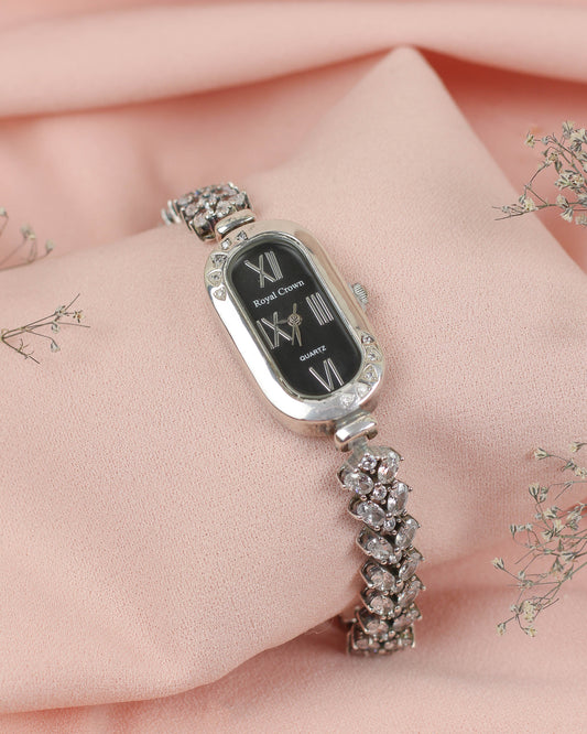 Reloj ovalado circones- Plata