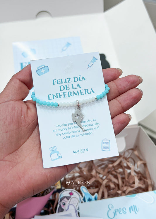 Pulsera dije Lampara de Enfermera y murano - Plata