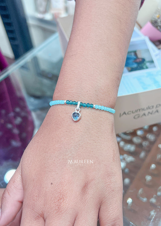 Pulsera dije corazon murano - Plata