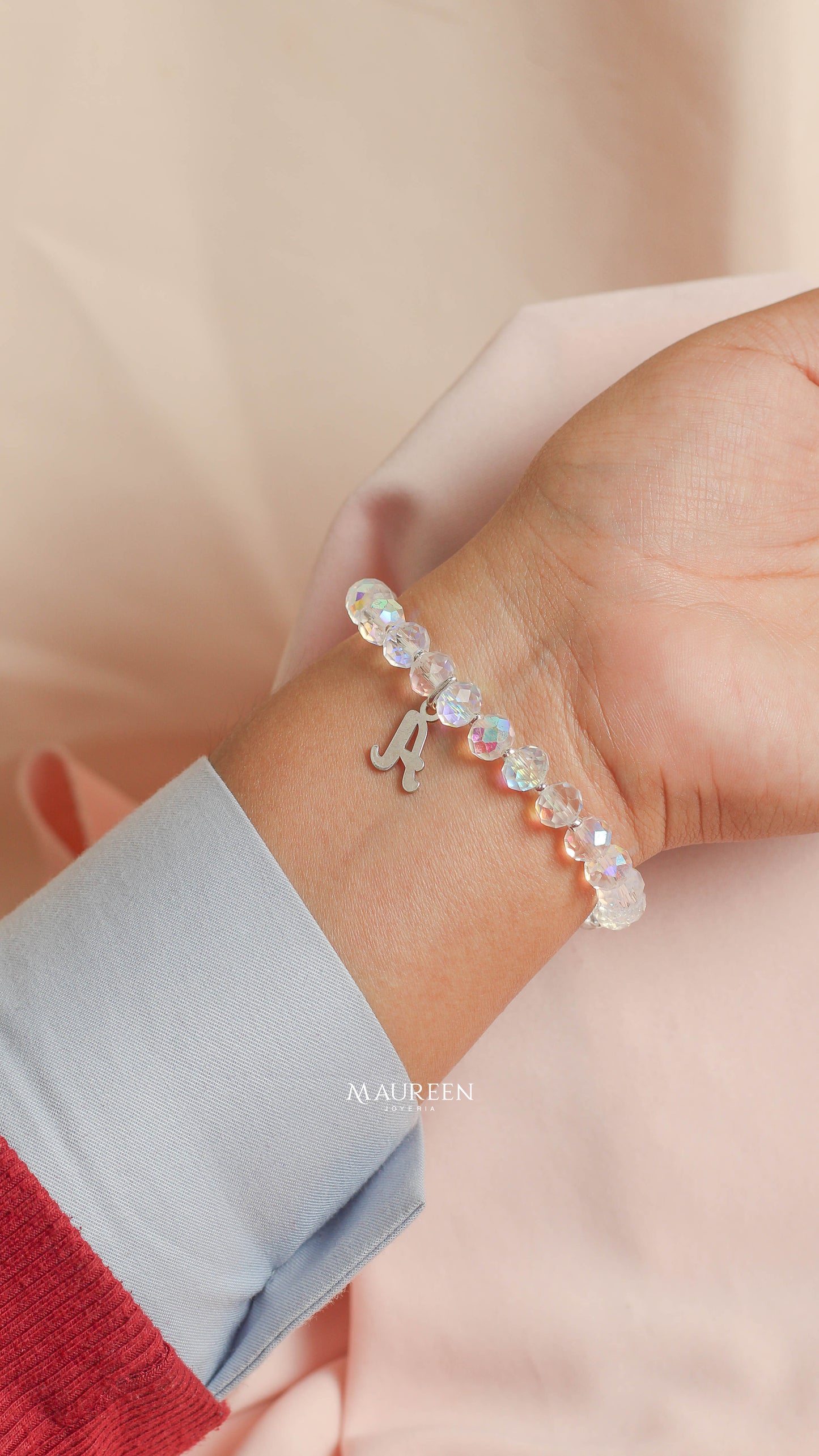 Pulsera murano inicial-  Plata