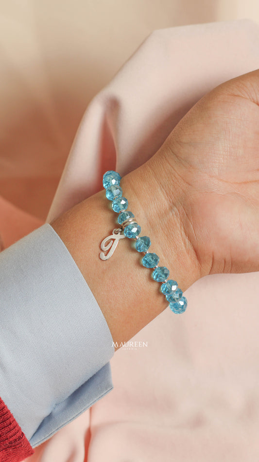 Pulsera murano inicial-  Plata