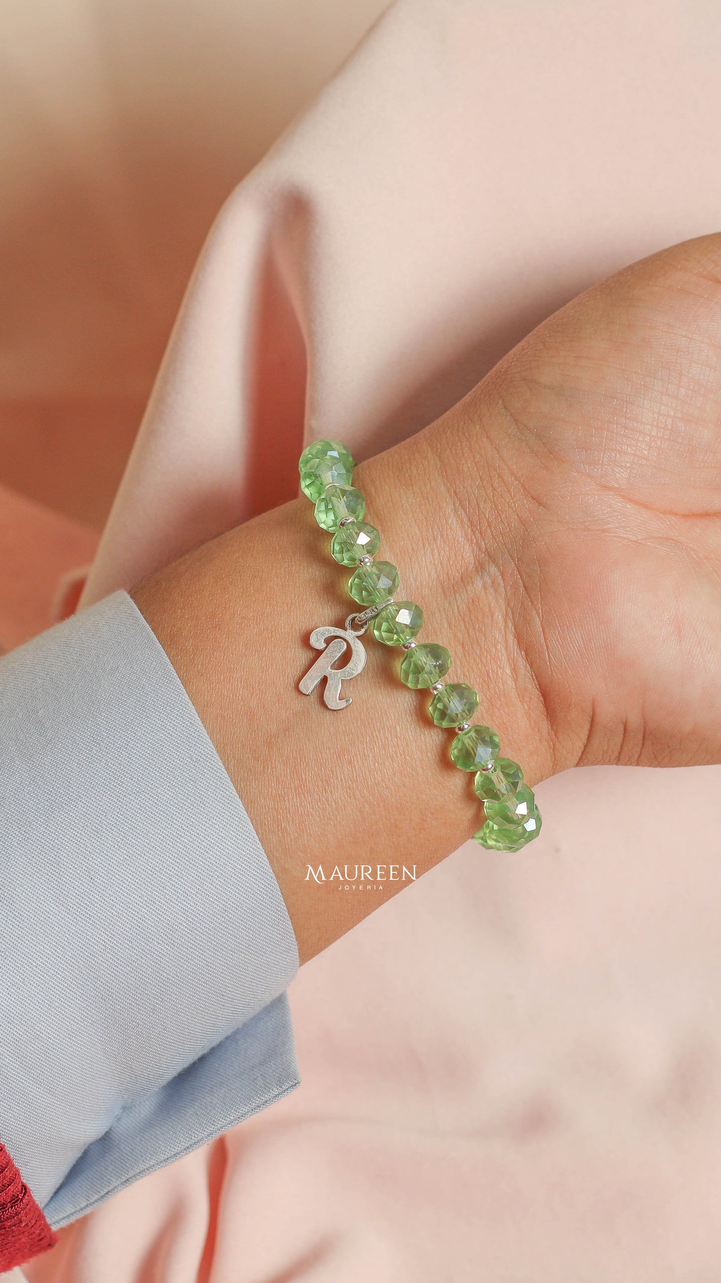 Pulsera murano inicial-  Plata