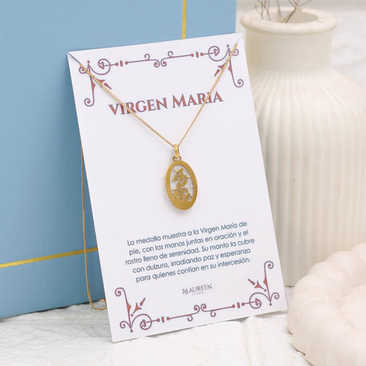 Dije Virgen con nacar - Oro
