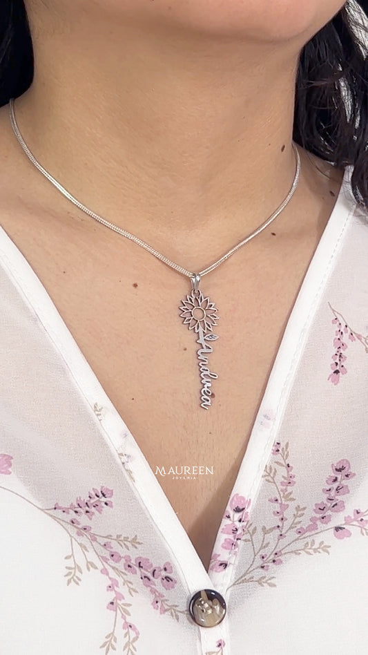 Dije de girasol personalizado -  Plata