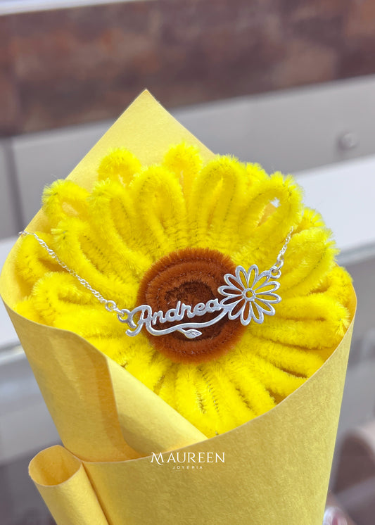 Collar girasol personalizado -  Plata