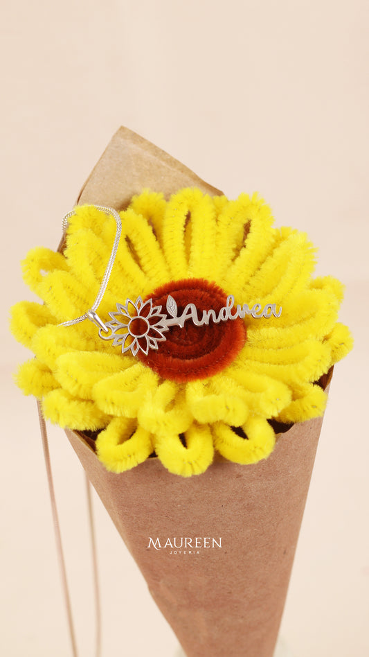 Dije de girasol personalizado -  Plata