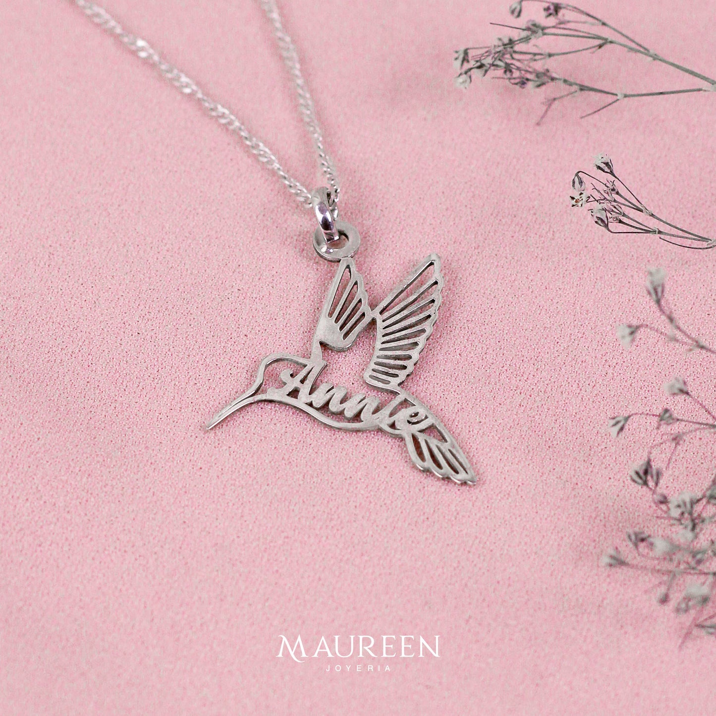 Dije colibri personalizado -  Plata