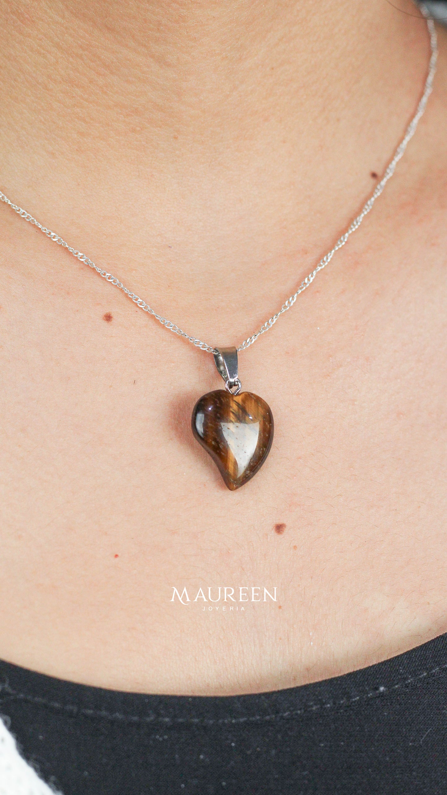 Dije corazón piedra natural - Plata