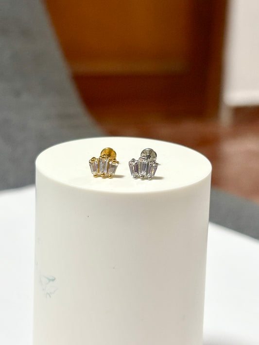 Arete piercing tres rectangulos - Acero quirúrgico