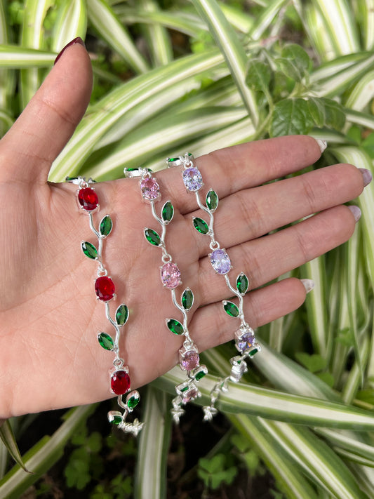 Pulsera tulipanes con circones  - Plata