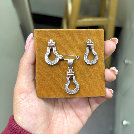 Juego plata con oro forma gota - Plata