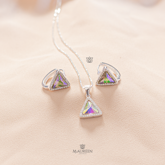 Juego huggies triangulo opalo circones  - Plata