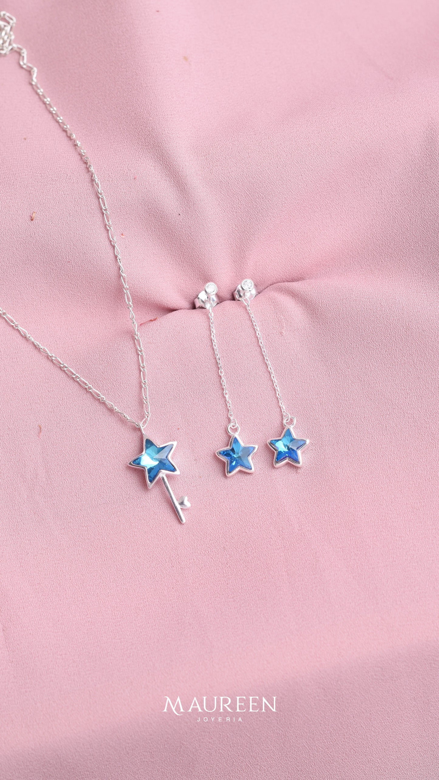 Juego estrella cristal azul  - Plata