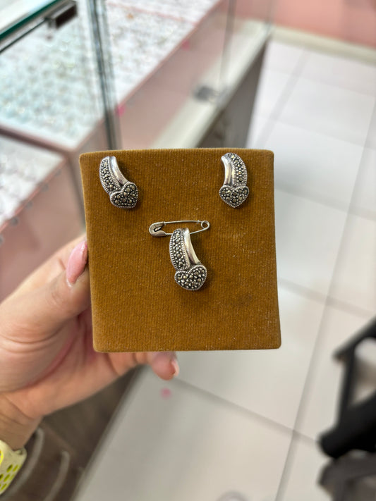 Juego marquesita corazon - Plata