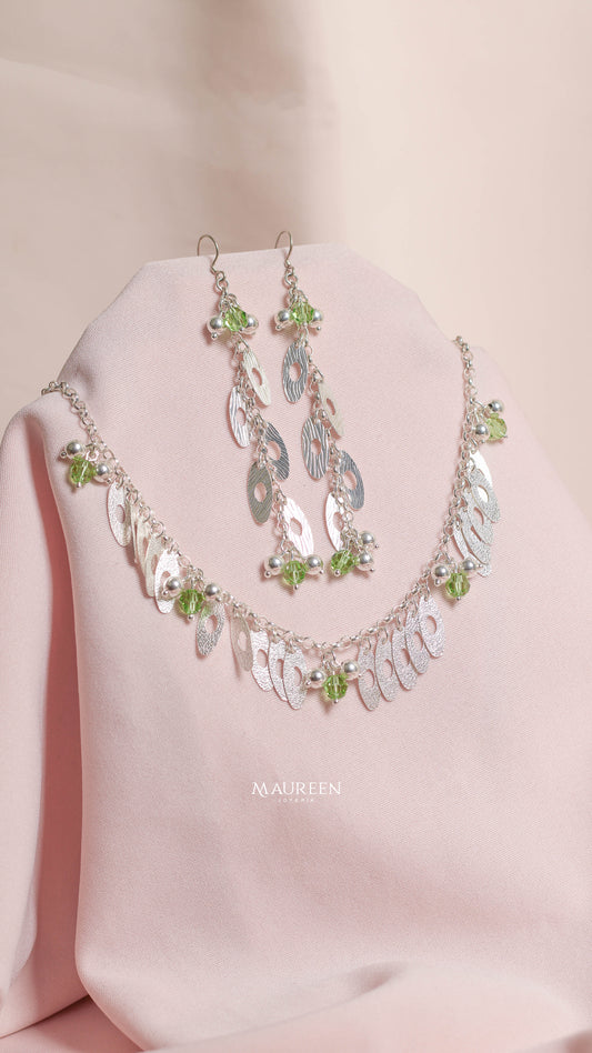 Juego circon verde dijes colgantes - Plata