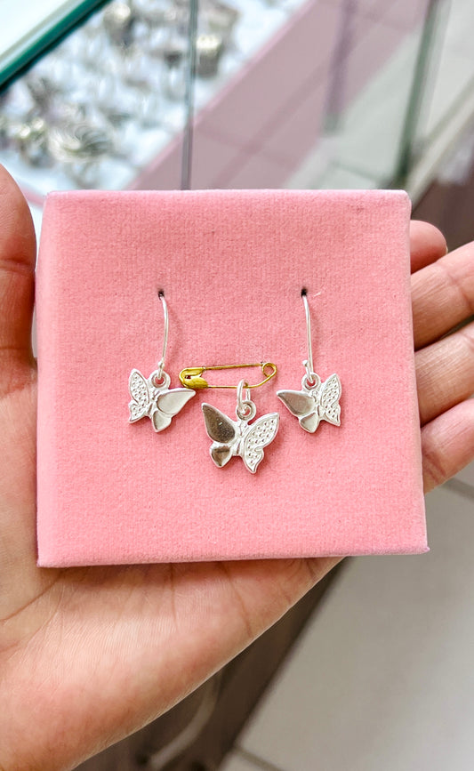 Juego mariposa colgante - Plata