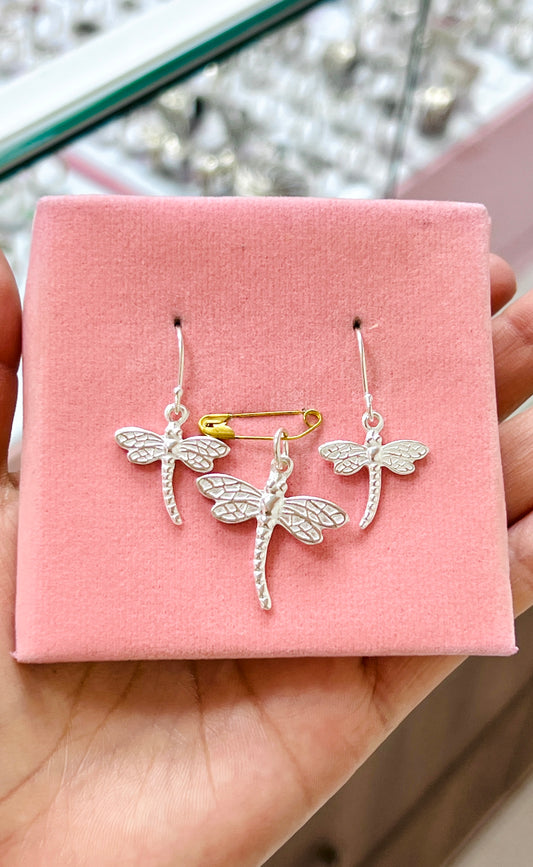 Juego libelula colgante - Plata