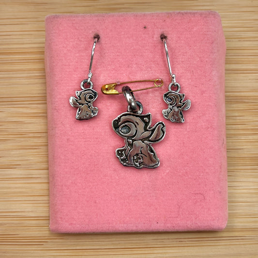 Juego stich colgante - plata quemada