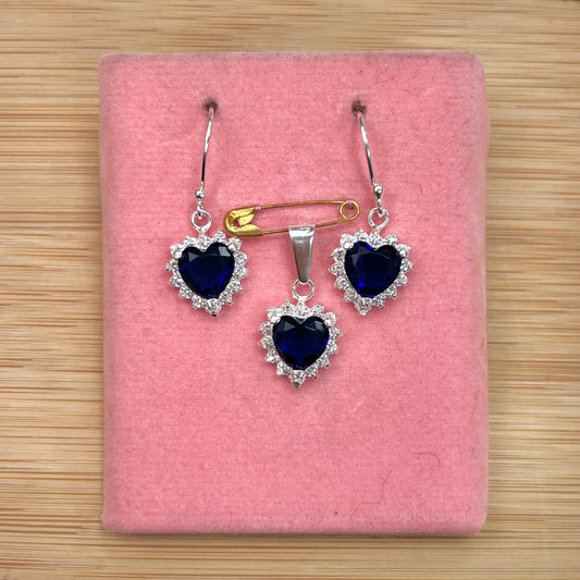 Juego corazon circones colgante - plata