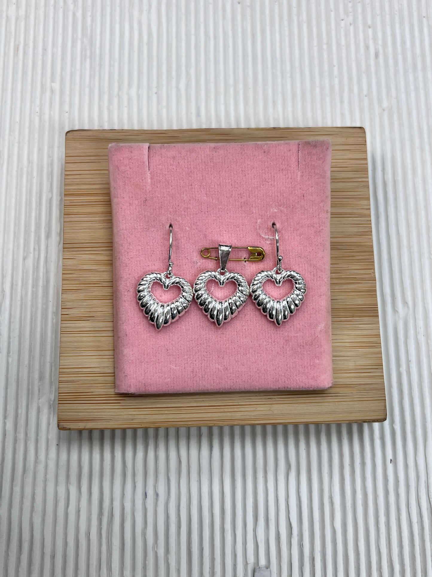 Juego corazon calado rosca colgante - plata