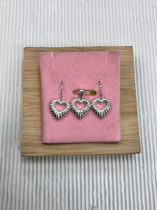 Juego corazon calado rosca colgante - plata