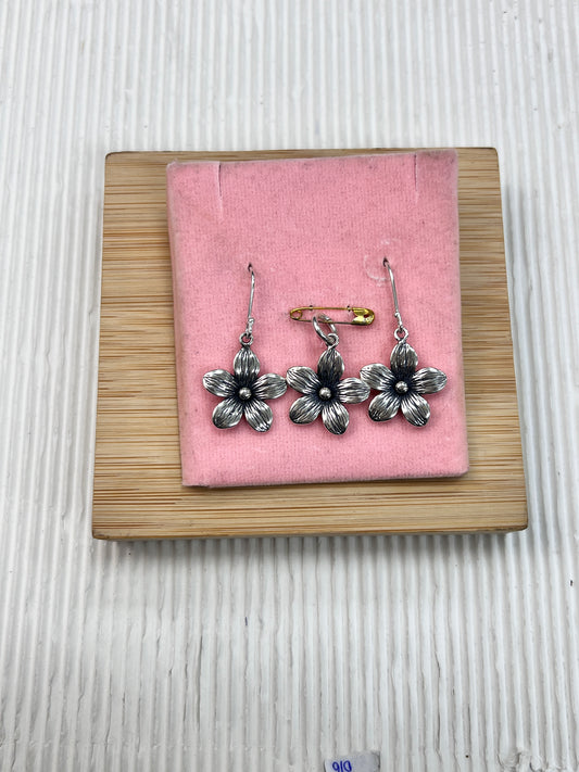 Juego flor colgante - plata quemada