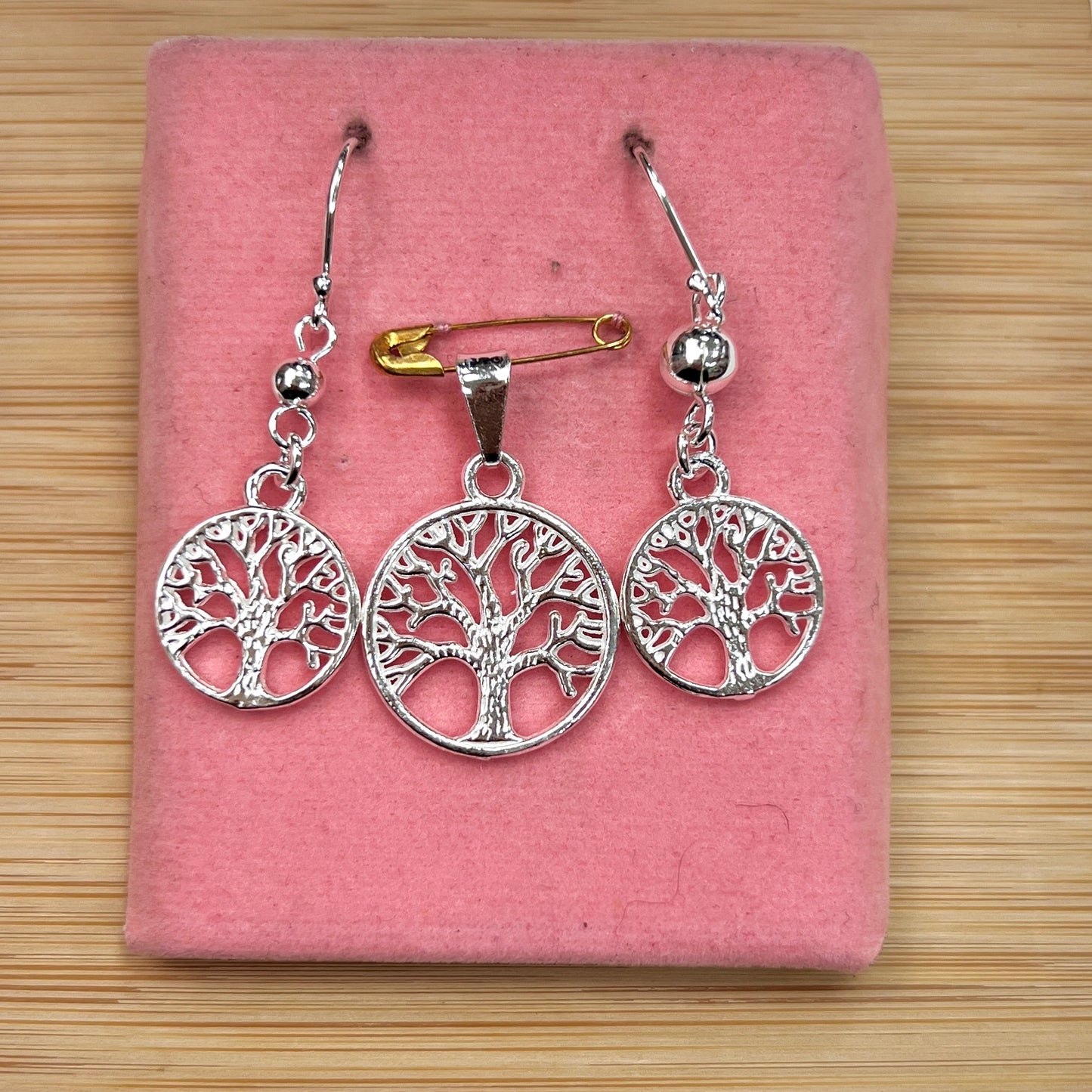 Juego arbol de la vida calado colgante - plata