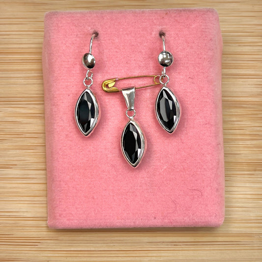 Juego gota onix colgante - plata