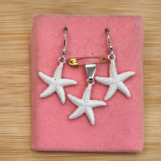 Juego estrella de mar con puntos colgante - plata