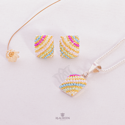 Juego mini perlas cuadrado pegado - Plata