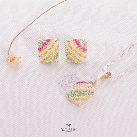 Juego mini perlas cuadrado pegado - Plata