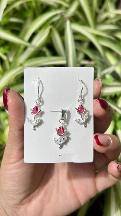 Juego tulipan colgante - plata