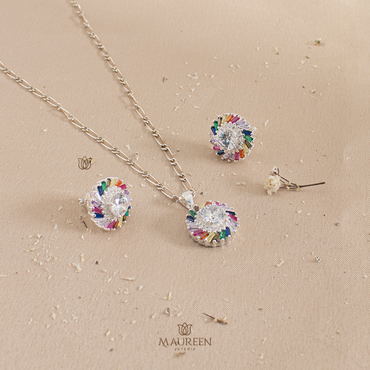 Juego circular circones de colores pegado - Plata