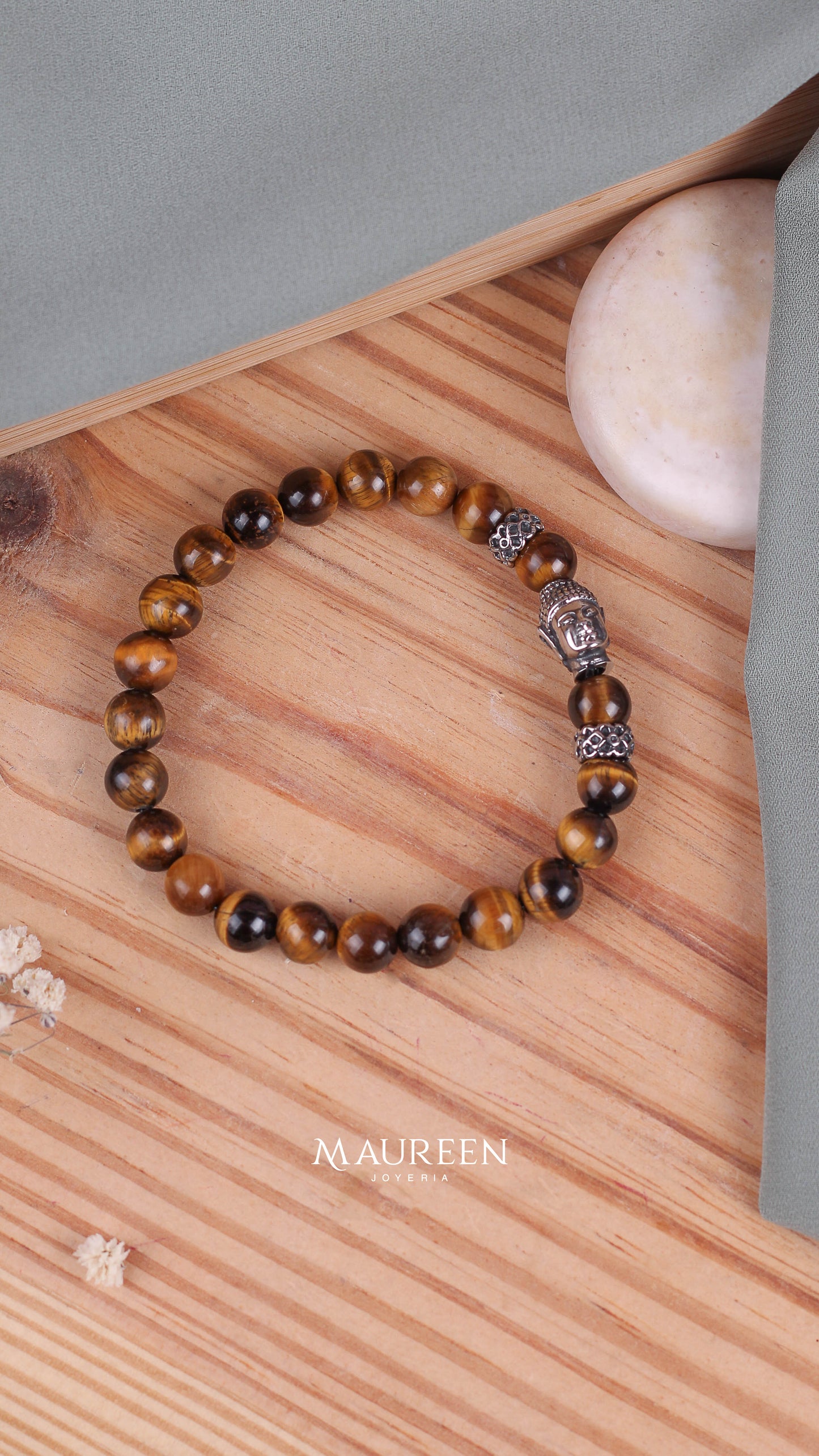 Pulsera piedra ojo de gato -  Acero