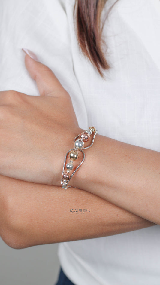 Pulsera 7 esferas - Plata/Oro